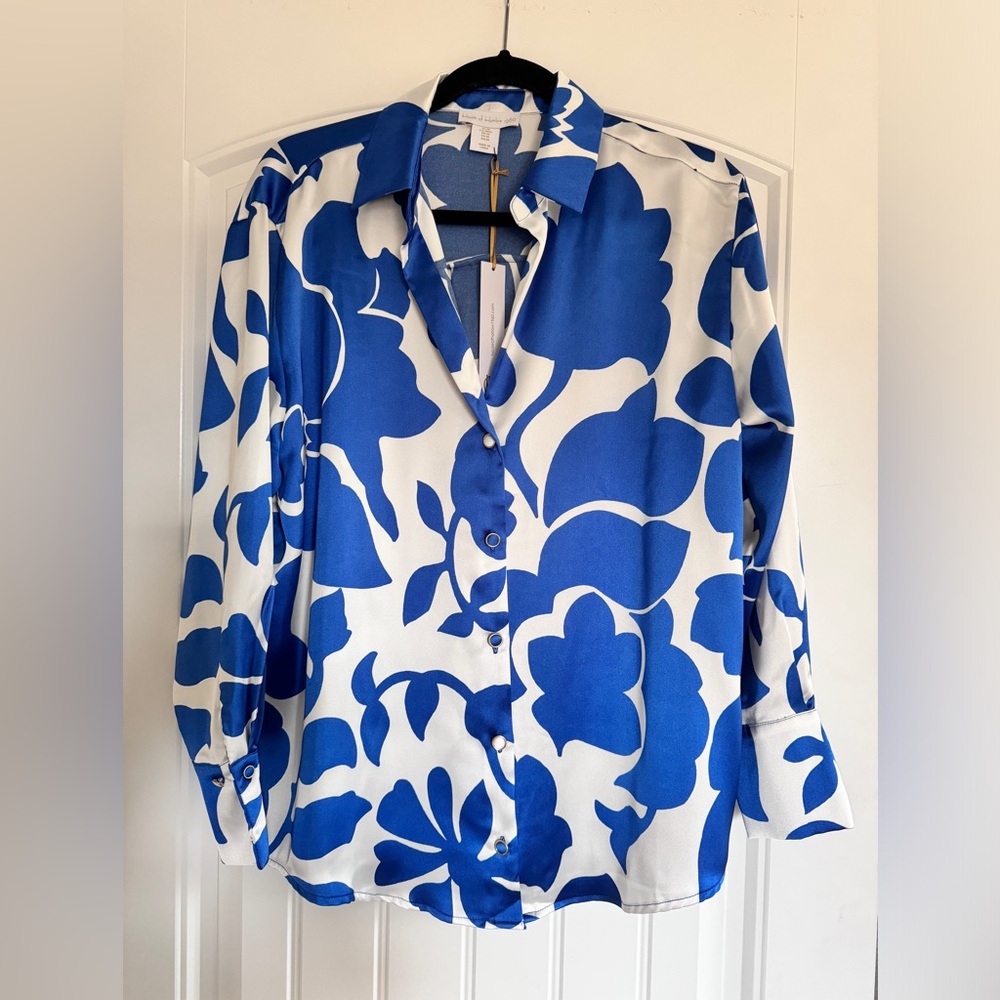 House of Harlow Floral Satin Blouse